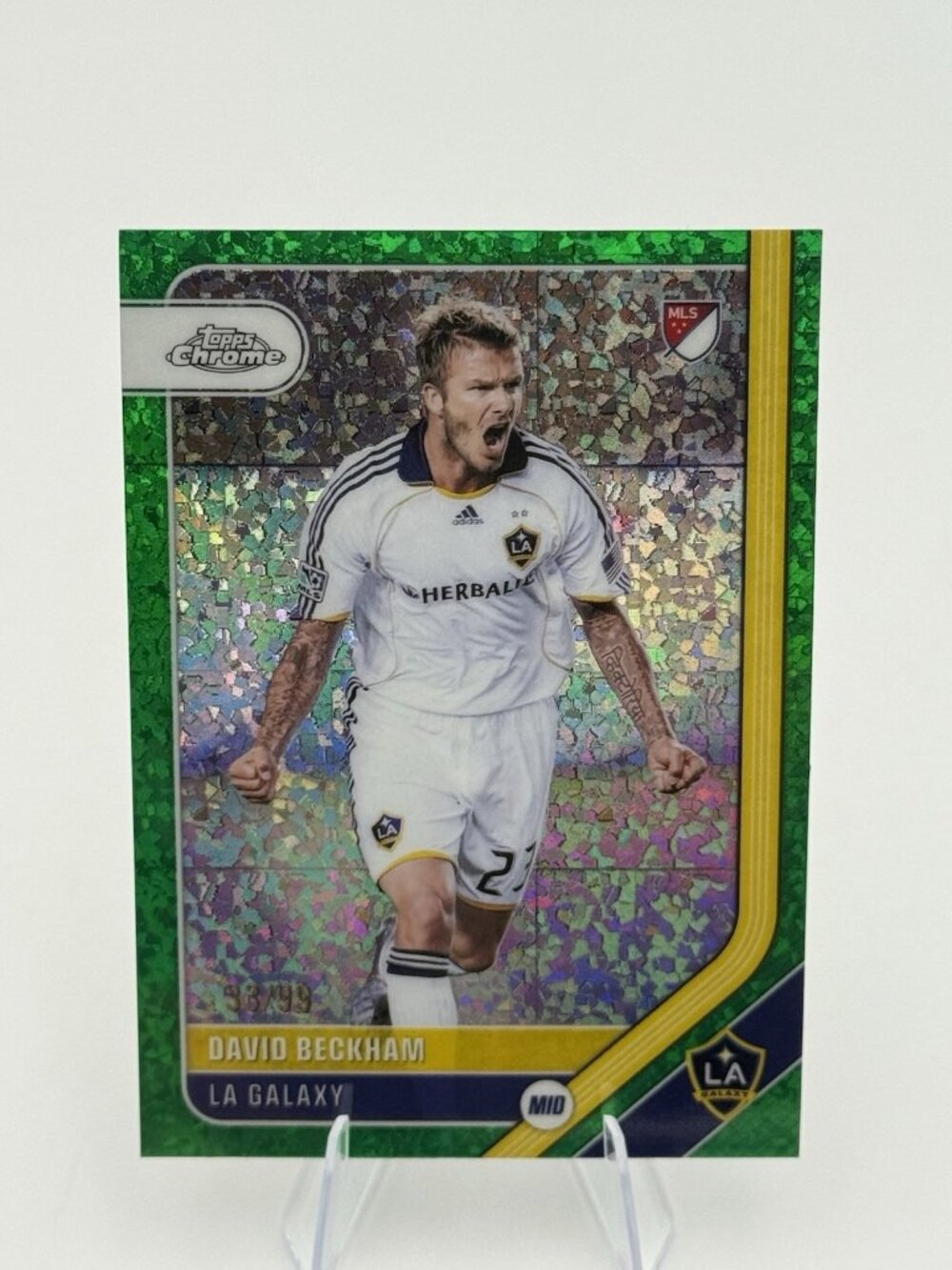 2026 Topps Chrome MLS David Beckham #173 Green Mini-Diamond /99 LA Galaxy
